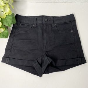 AMERICAN EAGLE Super High Rise Shortie Black Denim Jeans Rolled hem Size 2